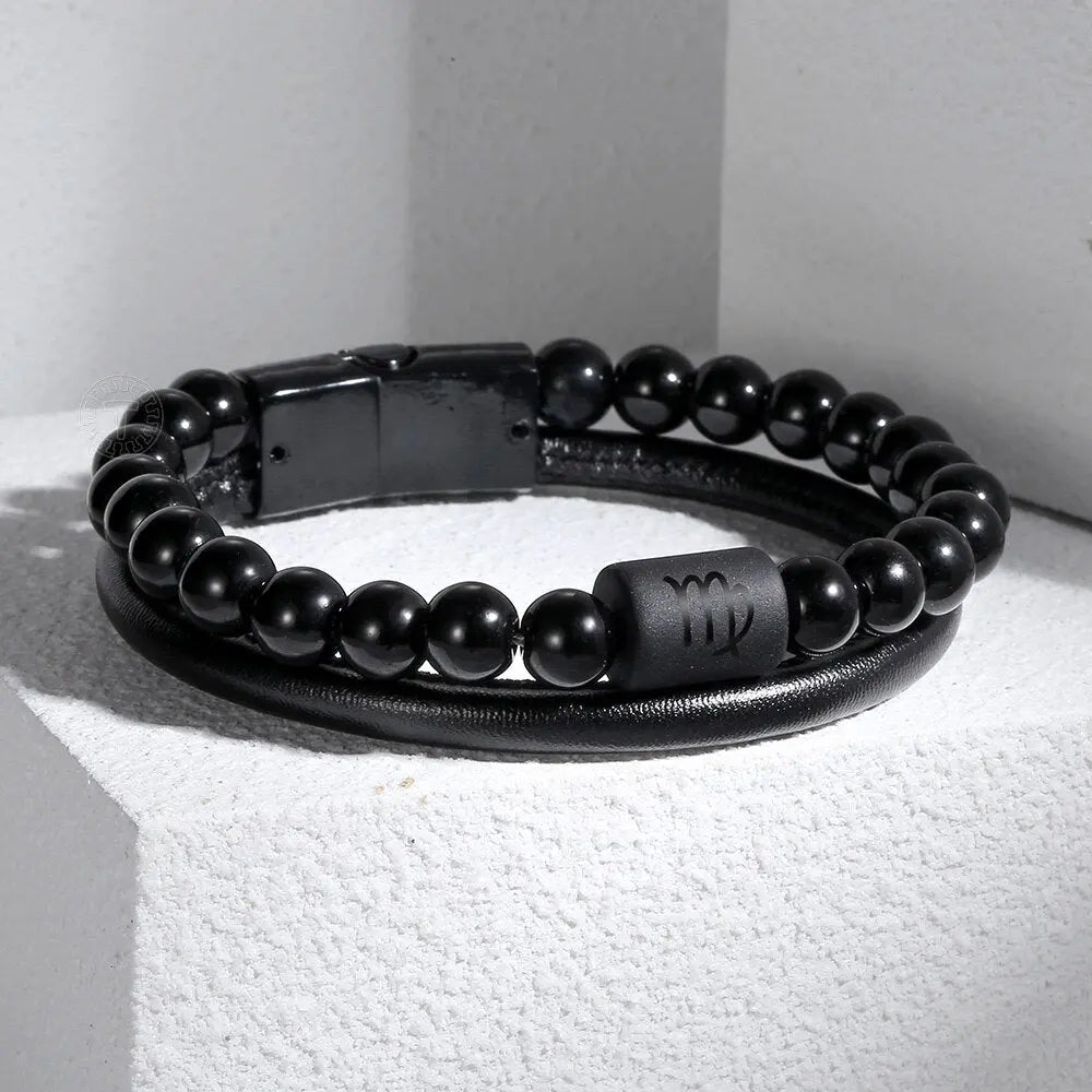 Bracelet Cancer Bracelet Cancer Cuir Perles Esprit-Astrologie 